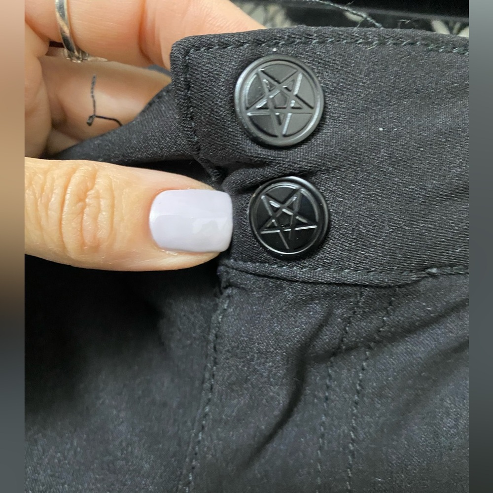 ***SOLD***Killstar Stretch Pants with Vegan Leather/Zipper Detail - Picture 3 of 5